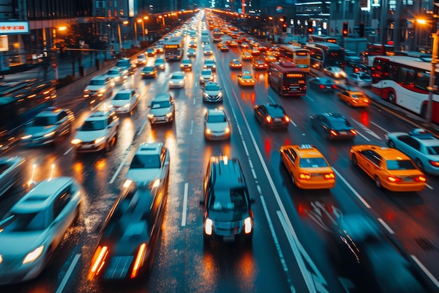 Photo cityscape nighttime traffic with motion blur