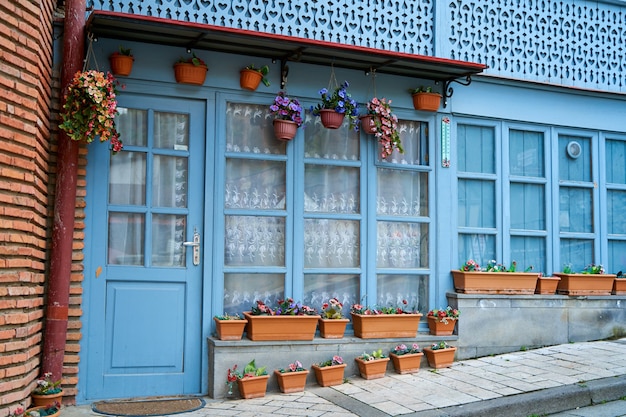 Cityscape of the old city of Tbilisi. Balcony of an old building. Soul and atmosphere of Georgia.