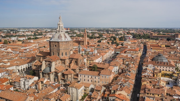 Cityscape of Pavia and it's attractions. Aerial view