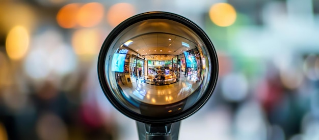 Photo cityscape reflection on the lens of a camera