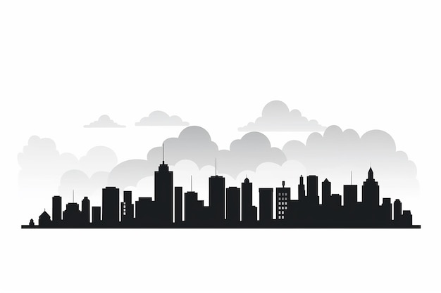 Cityscape skyline silhouette in white background