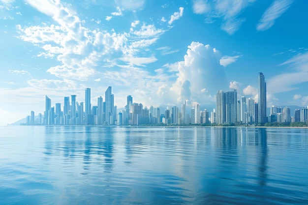 Cityscape Skyline with Reflections