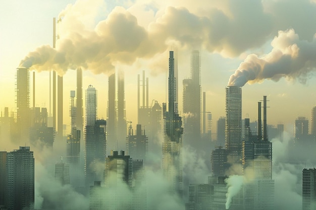 The cityscape of tomorrow with towering geothermal generative ai