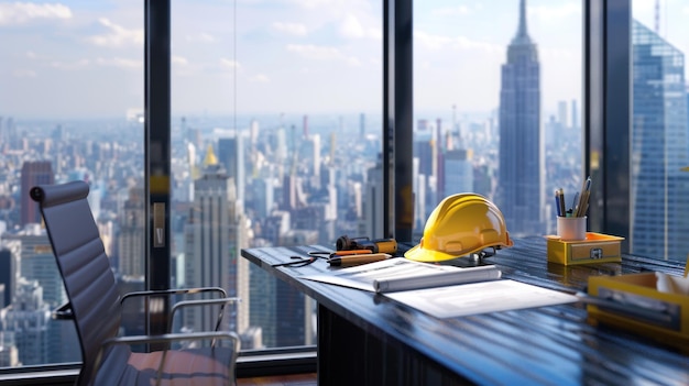 Cityscape View from a Construction Office