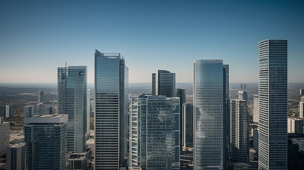 A cityscape with a blue sky and the word paris on the top