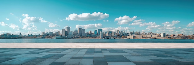 Photo cityscape with empty pavement