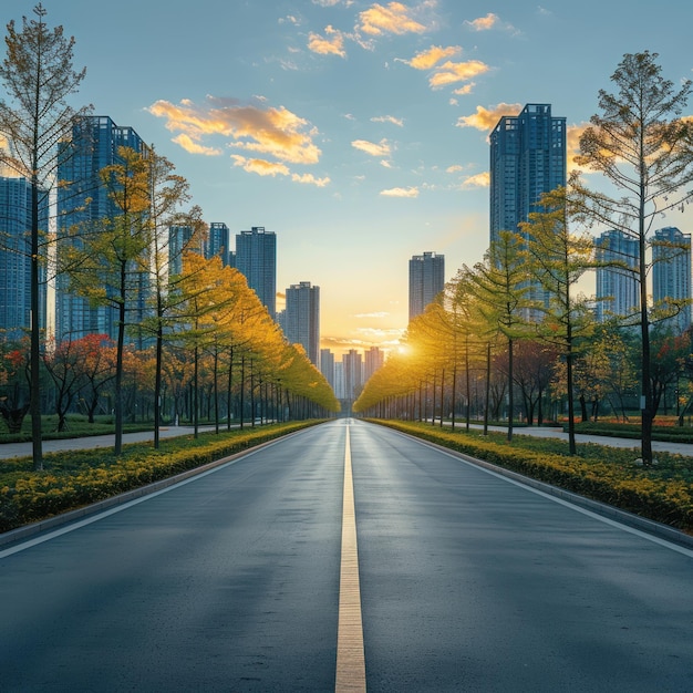 Cityscape with Road and Sky