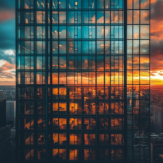 a cityscape with a sunset and a cityscape in the background