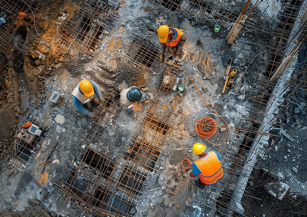 Civil engineers working on a building site emphasizing urban development plans