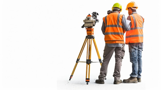 Civil Officers at New Road Construction Site Surveying