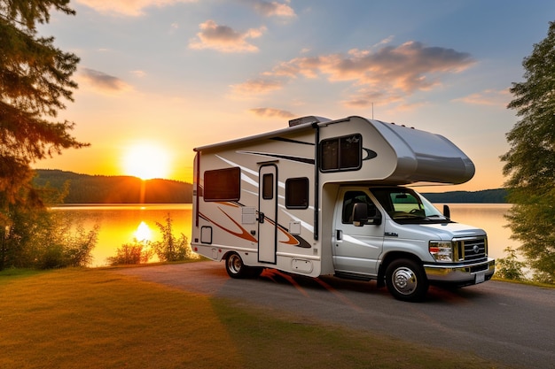 Photo class c motorhome camper rv in on a camping