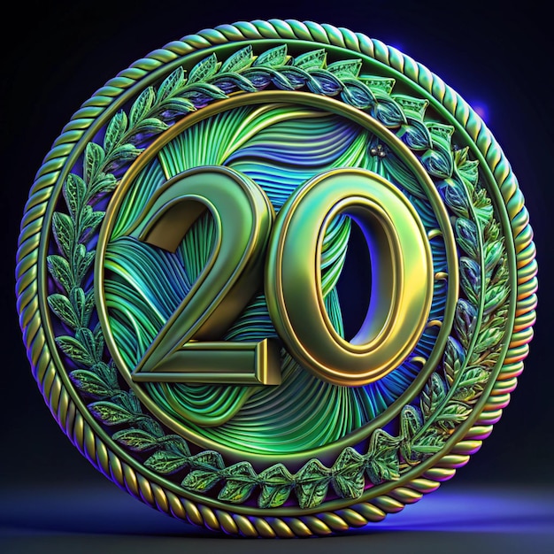 Photo classic 20th anniversary emblem design for posters and packaging