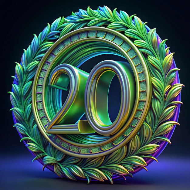 Photo classic 20th anniversary emblem design for posters and packaging