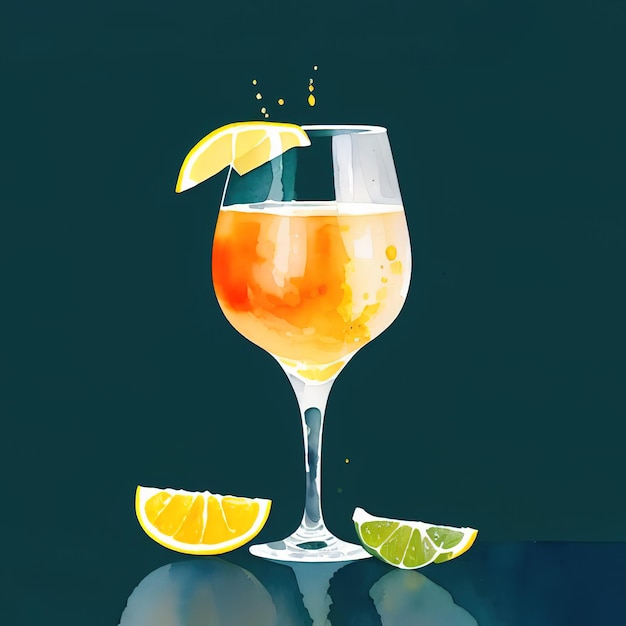 Classic alcohol cocktail glasses Flat illustration style Generative ai