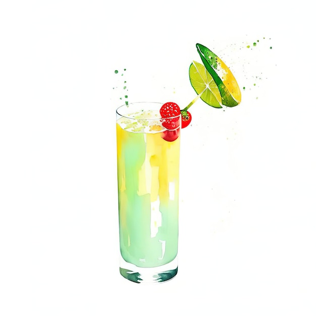 Classic alcohol cocktail glasses Flat illustration style Generative ai