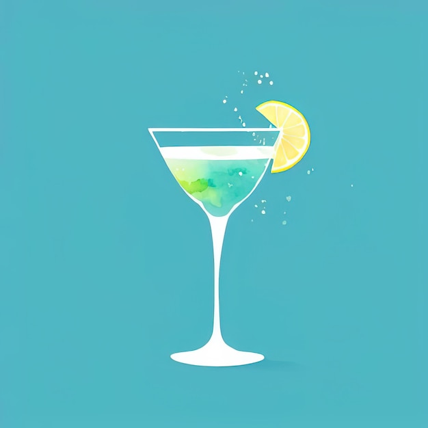 Classic alcohol cocktail glasses Flat illustration style Generative ai