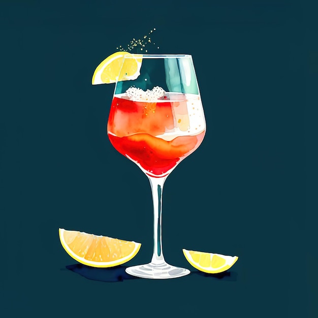 Classic alcohol cocktail glasses Flat illustration style Generative ai