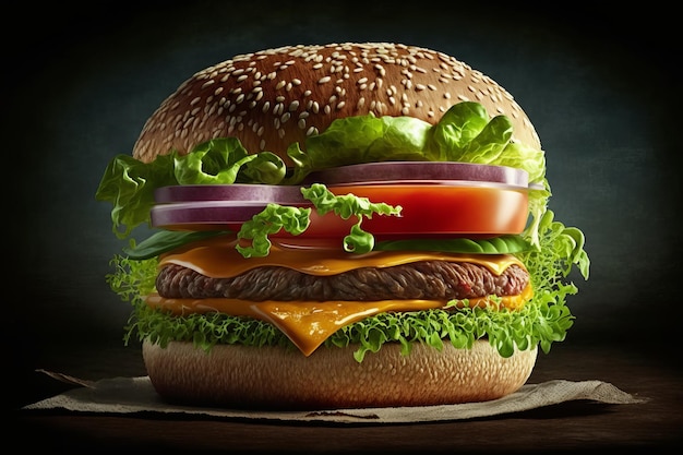 Classic American Hamburger AI Generative Illustration