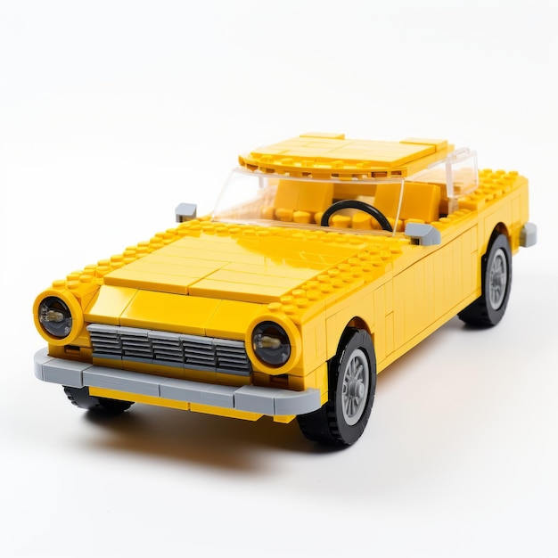 Photo classic american style yellow lego car with monochromatic color schemes