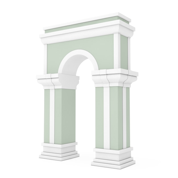 Classic Arch Doorway with Columns on a white background. 3d Rendering