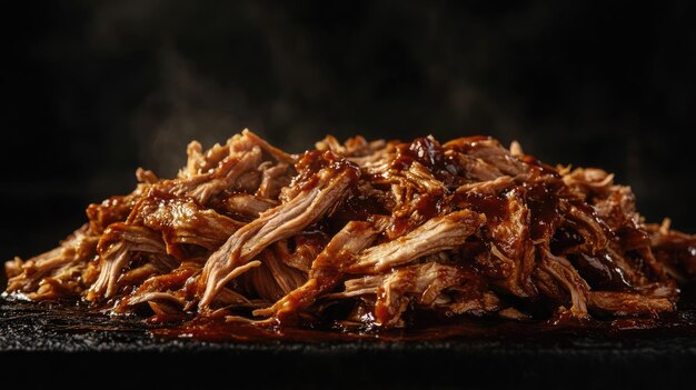 Photo classic bbq pulled pork with a smoky glaze set