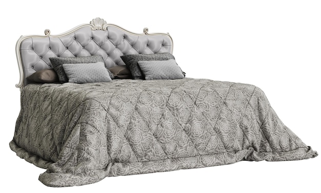 Classic bed on white background 3d rendering