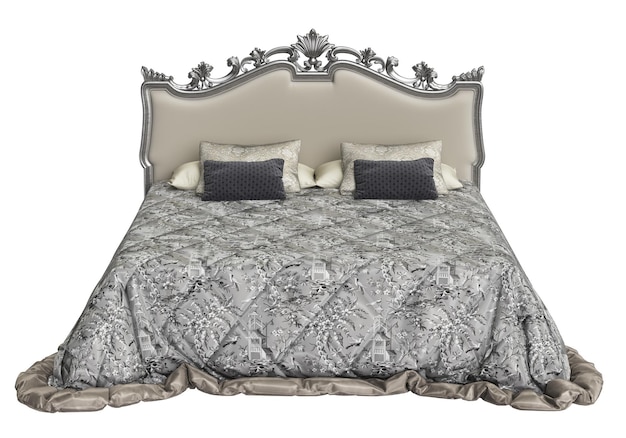 Classic bed on white background 3d rendering