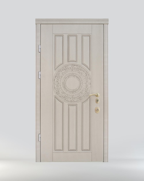 Classic beige front door with patina Front view