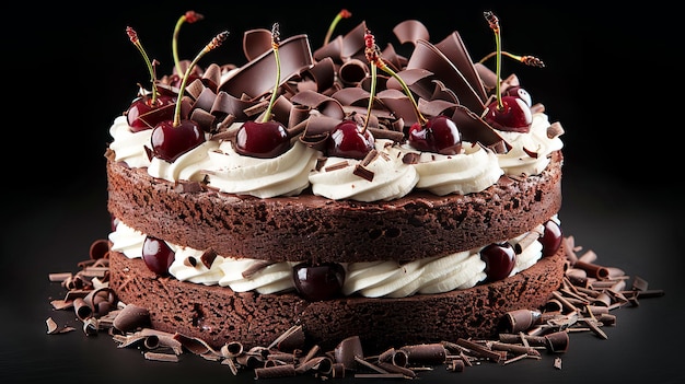 Classic Black Forest Cake with Chocolate Curls