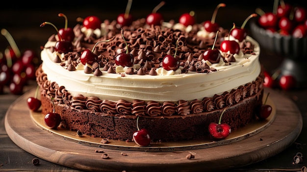 Classic Black Forest Cake with Chocolate Curls