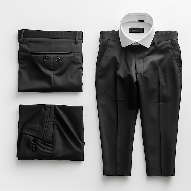 Photo classic black mens trousers on white background