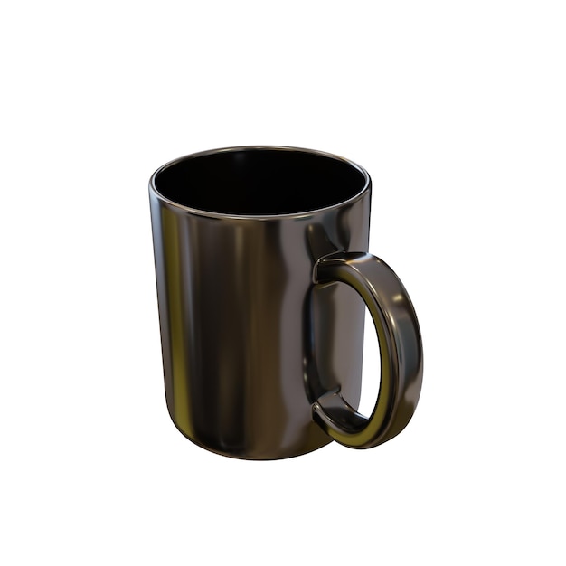 Classic black mug 3D render