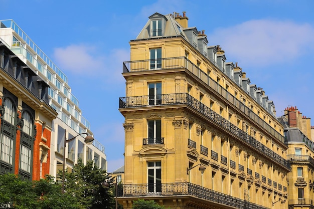 Classic buildings with balcony in the historical centre of Paris France