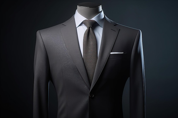 Classic business suit without a man on a gray background