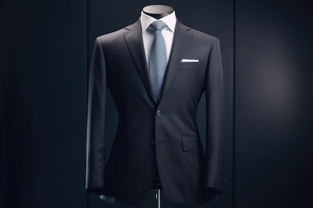 Classic business suit without a man on a gray background