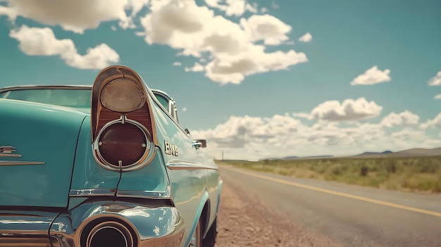 Photo a classic car on a historic route 66 vintage style