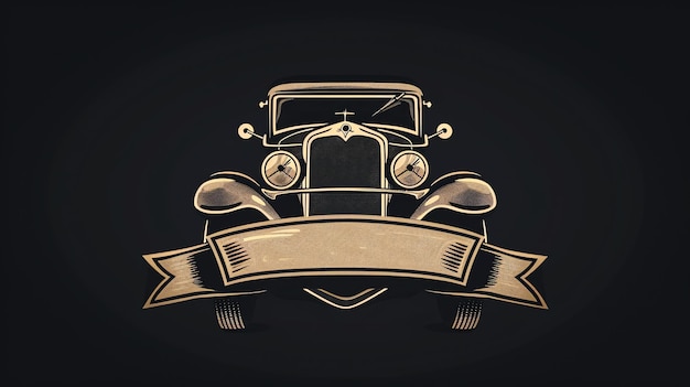 Photo classic car logo with a banner