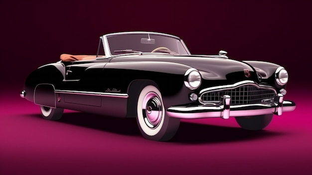 Classic car on a purple background digital drawing