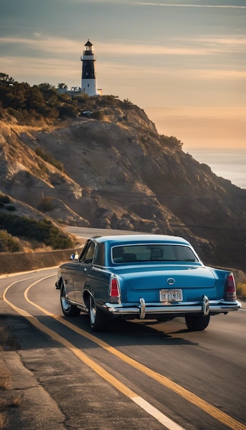 Classic Cars of the 50s and 60s on the Open Road