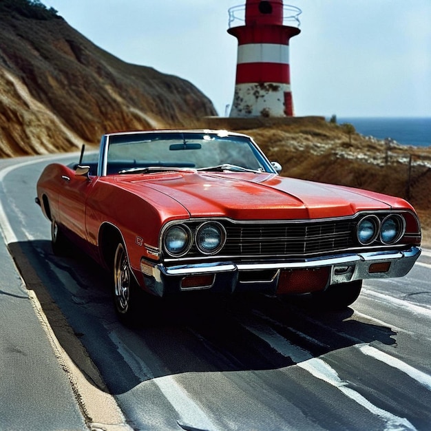 Classic Cars of the 50s and 60s on the Open Road