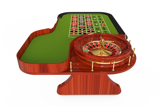 Classic Casino Roulette Table on a white background. 3d Rendering.