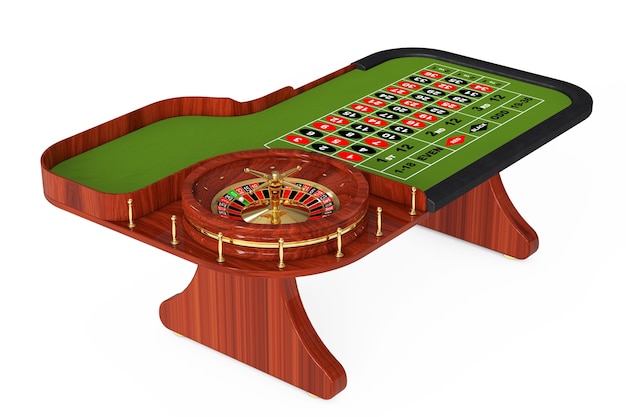 Classic Casino Roulette Table on a white background. 3d Rendering.