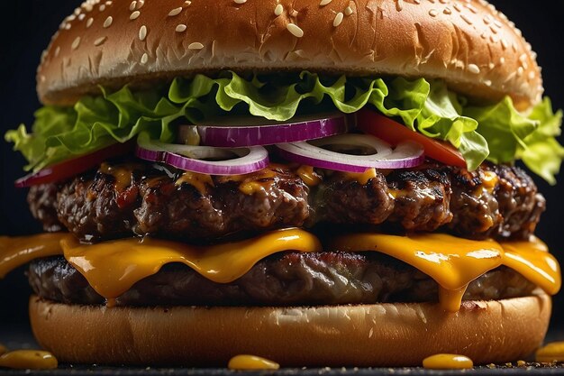 A classic cheeseburger being grilled to mouthwatering