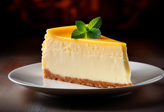 Classic cheesecake on black background close up ai generated