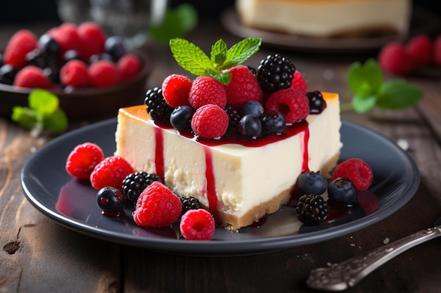 Classic Cheesecake with Fresh Berry Garnish Elegant Dessert Option