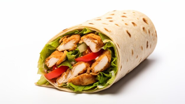 Classic Chicken Wrap on white background