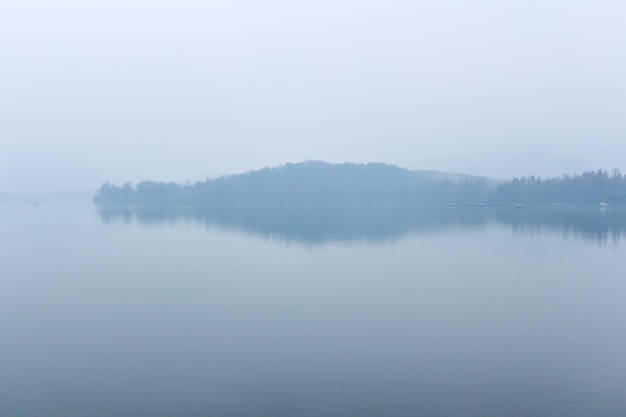 Classic Chinese Blue Landscape with Mountain View