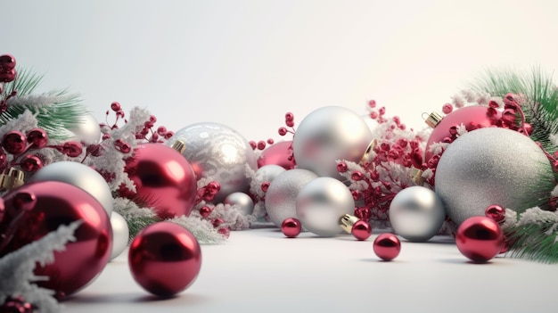 A classic Christmas adorned with an array of vibrant Christmas balls and ornaments AI Generative