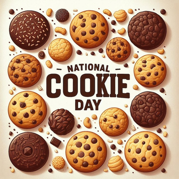 Classic Cookies Arrangement for National Cookie Day with Warm Beige to Light Brown Gradient BG