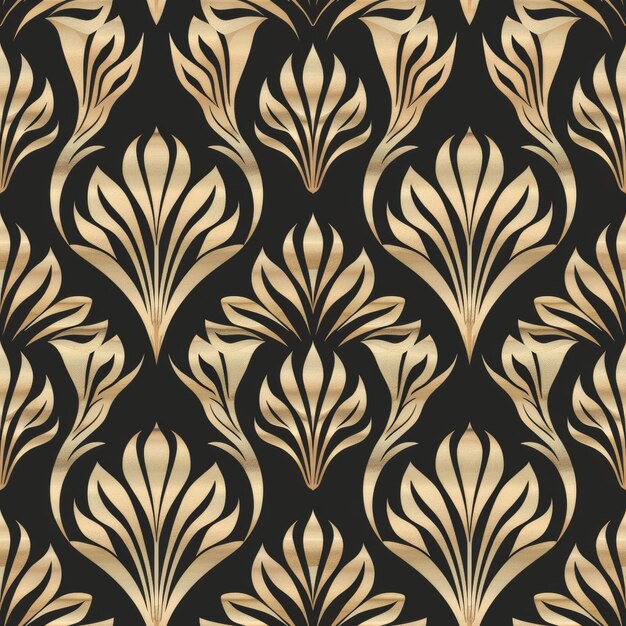 Photo classic damask seamless pattern gold and black tileble wallpaper for hall